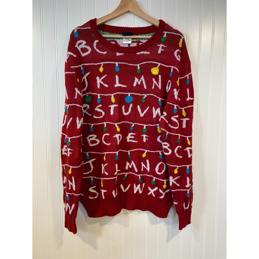 Mens Stranger Things 4 Light Up Christmas Ugly Sweater XL New Halloween Lights